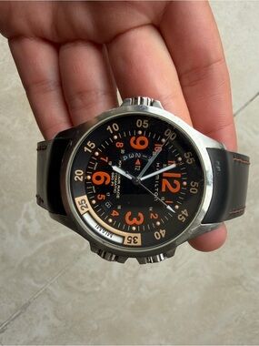 Hamilton Pilot Watch — Black Dial with Orange Accents